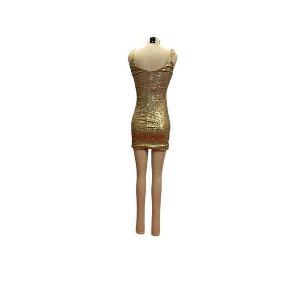 As U Wish Gold Sequin Sleeveless Bodycon Dress S Polyester Spandex Junior Prom M - Picture 2 of 8